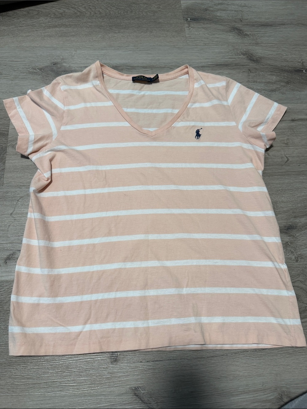 Polo Ralph Lauren Pink Stripe V-Neck Cotton Tee